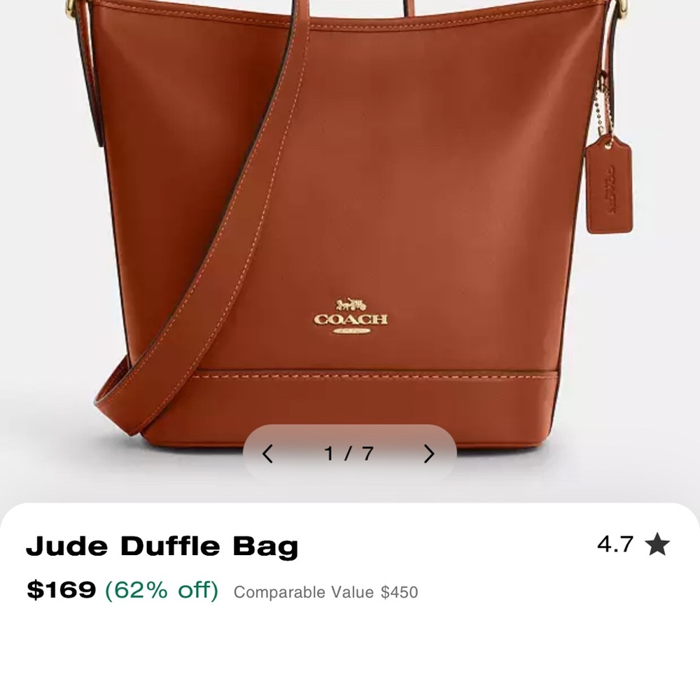 Coach Tan Leather Crossbody Bag - Picture 7 of 7